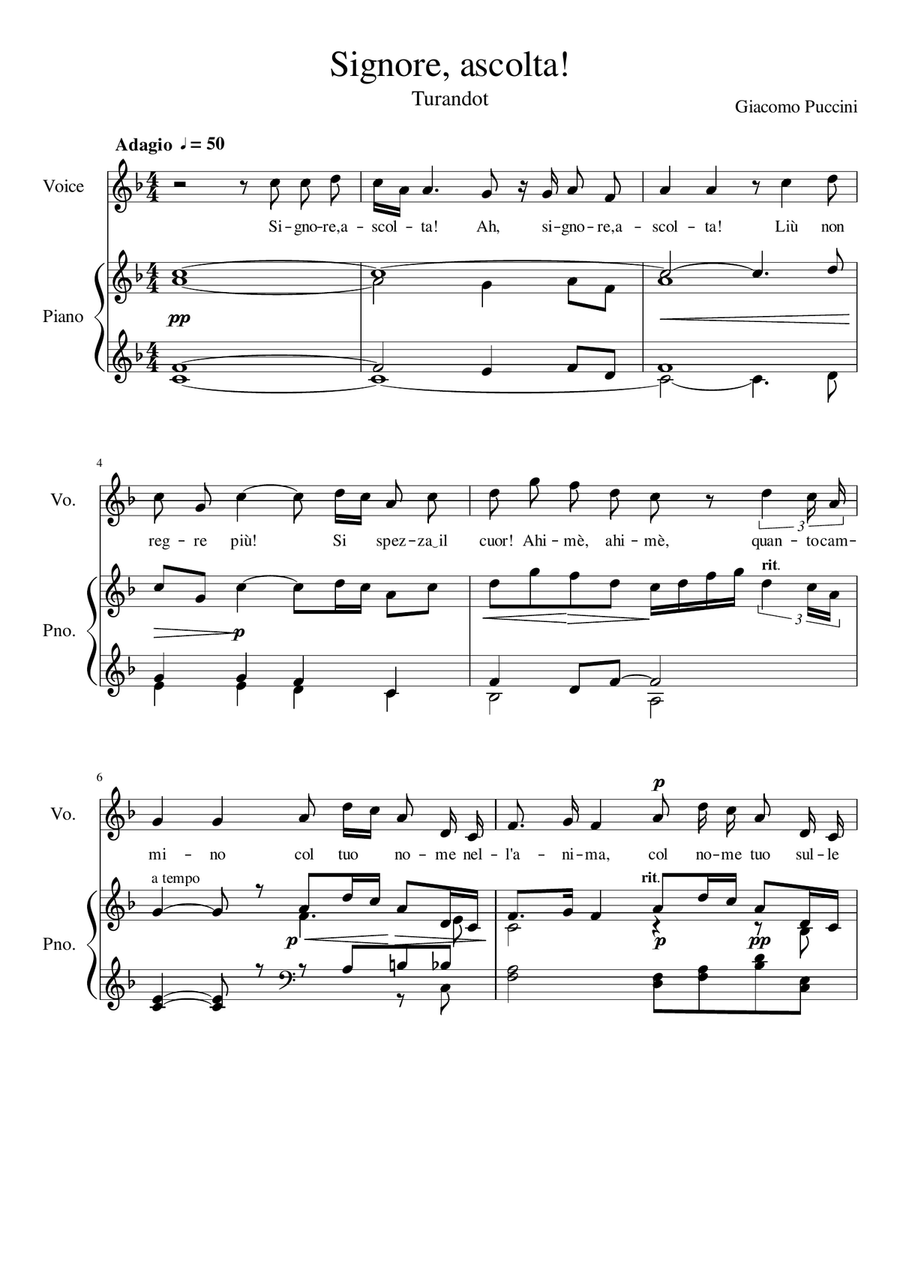 Signore, ascolta! - F Major Voice Solo scores gallery preview page 2