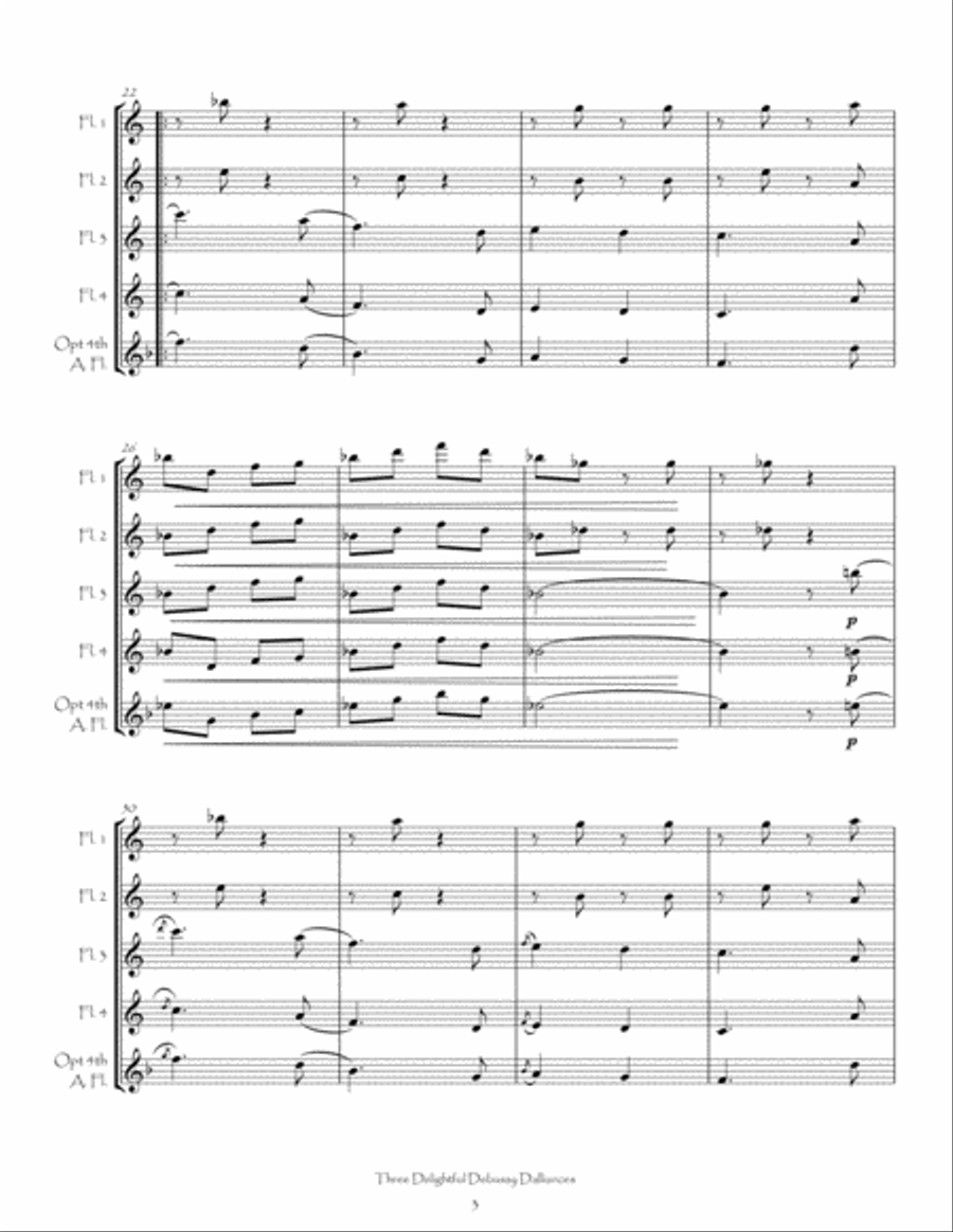 Three Delightful Debussy Dalliances for Flute Quartet Three Delightful Debussy Dalliances for Flute Quartet Flute Quartet scores gallery preview page 6
