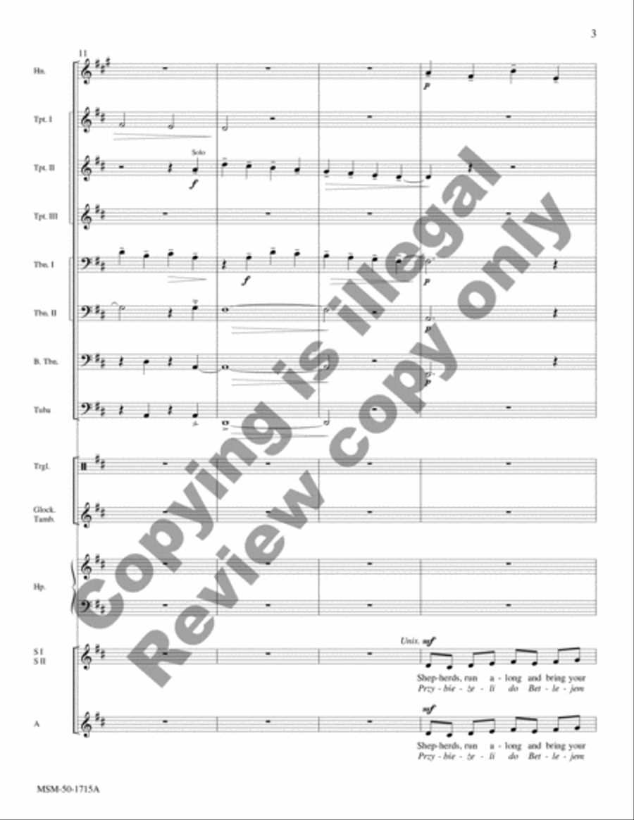 Shepherds, Run Along/Przybieżeli do Betlejem pasterze (SSA Brass Ensemble Score) SSA scores gallery preview page 6