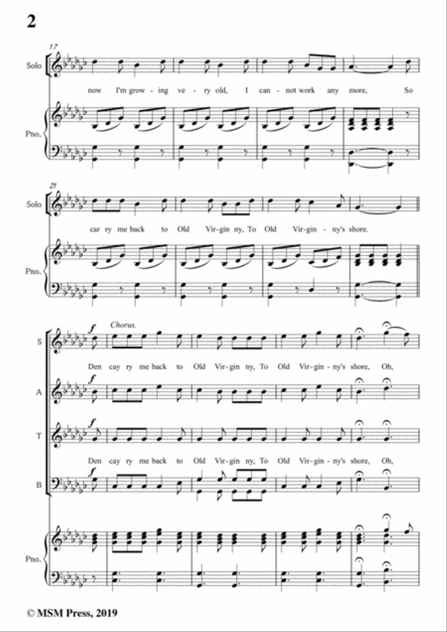 James A. Bland-Carry Me Back To Old Virginny,in G flat Major,for Voice &Pno Voice scores gallery preview page 4