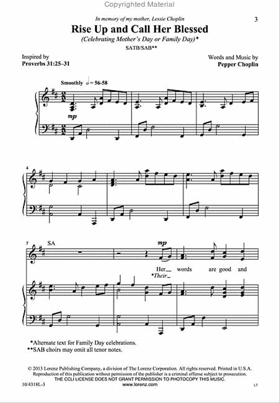Rise Up and Call Her Blessed 4-Part scores gallery preview page 4