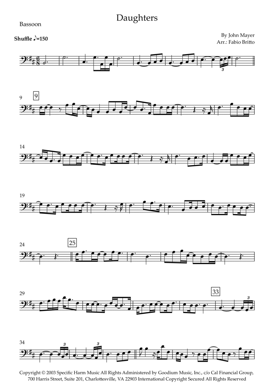 Daughters Daughters Bassoon Solo scores gallery preview page 1
