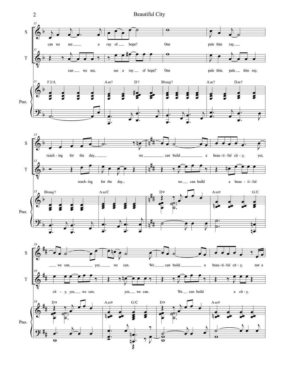 Beautiful City Tenor Voice scores gallery preview page 2