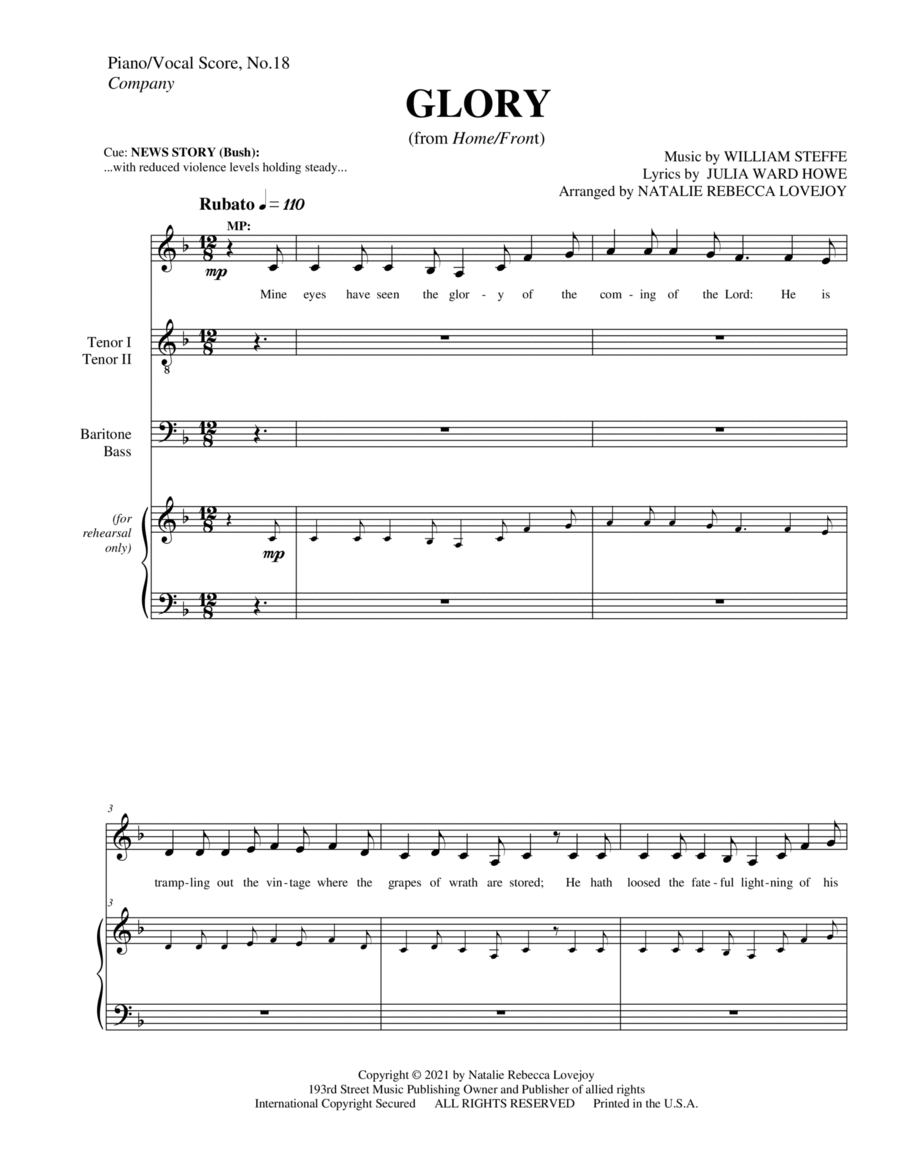 Glory (Battle Hymn of the Republic) 4-Part scores gallery preview page 1