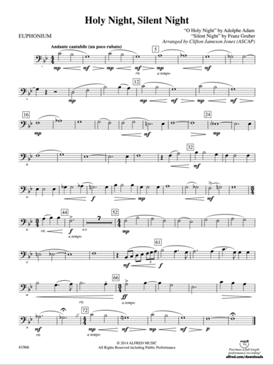 Book cover for Holy Night, Silent Night: Baritone B.C.