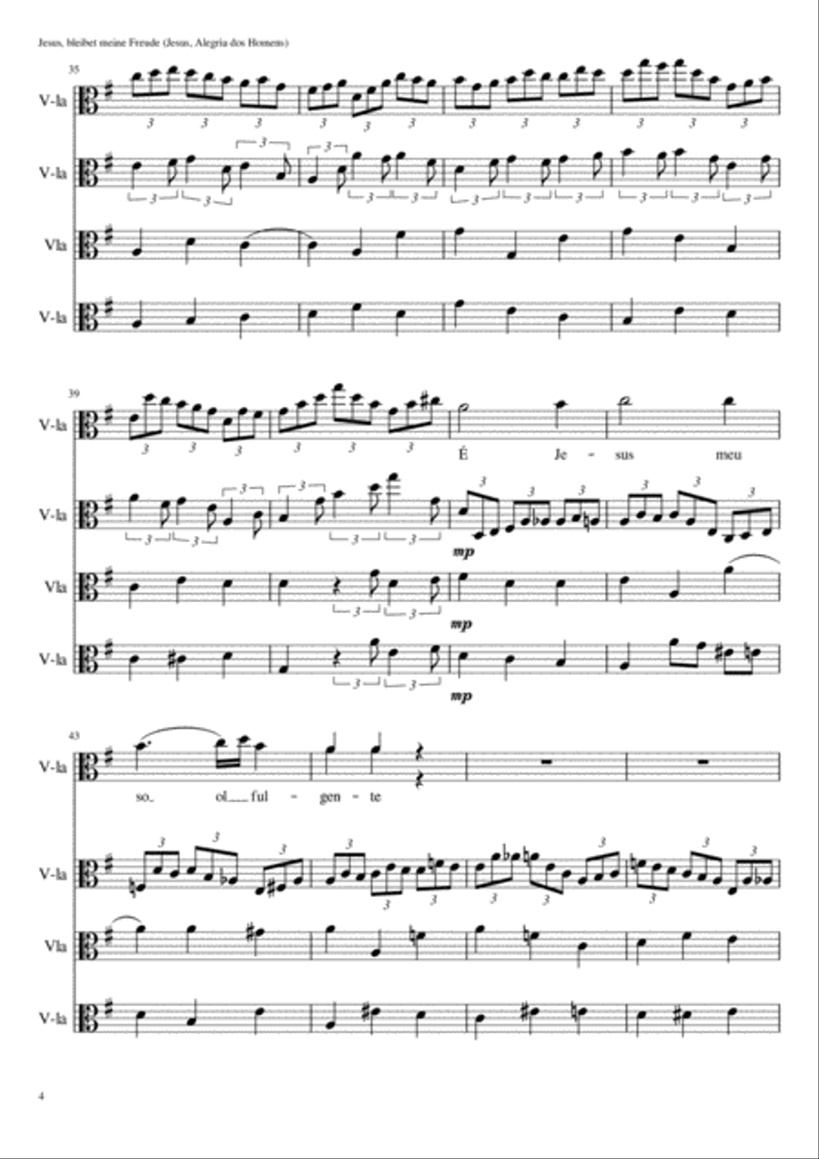 Bach Jesus bleibet meine Freude Jesus Alegria dos Homens for four violas Chamber Orchestra scores gallery preview page 4