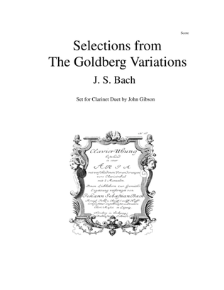Book cover for Clarinet Duet - Selections from Bach's Goldberg Variations