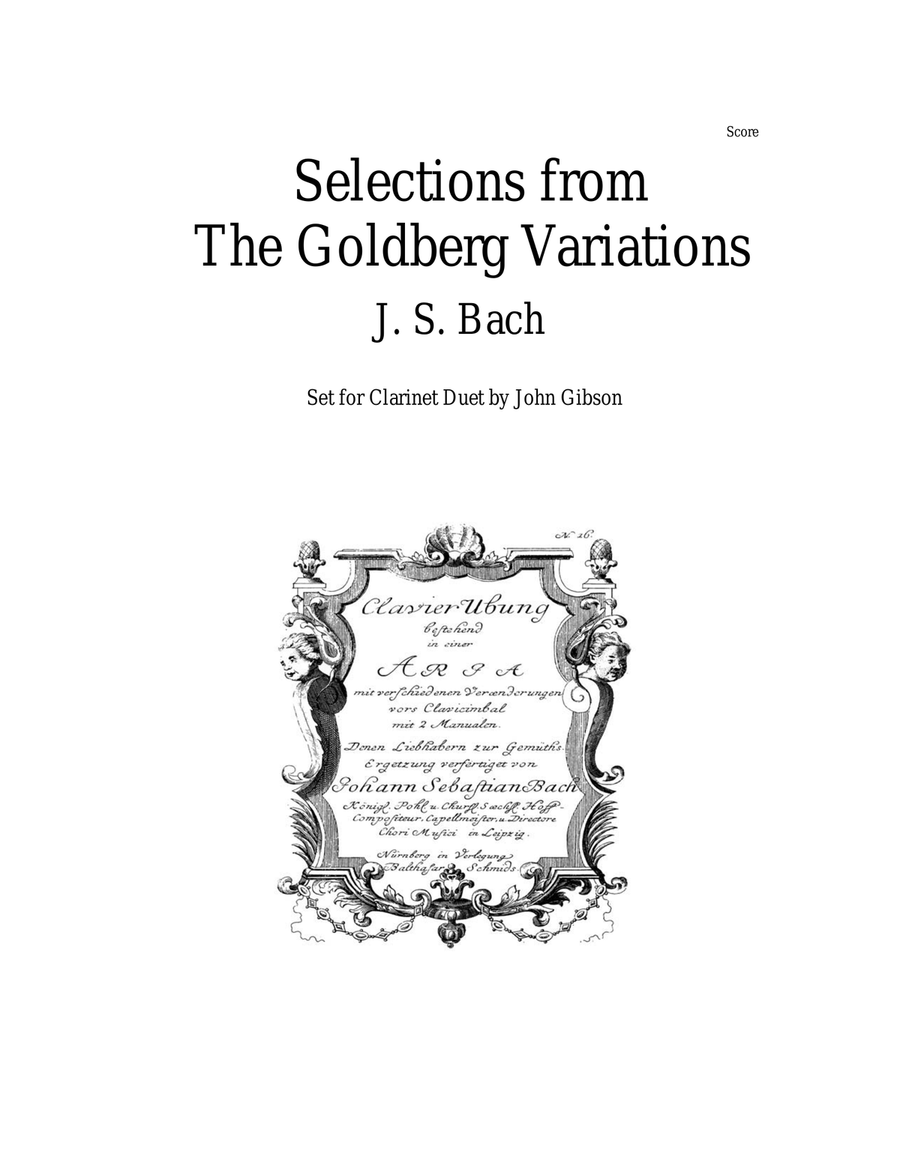 Clarinet Duet - Selections from Bach's Goldberg Variations Clarinet Duet - Selections from Bach's Goldberg Variations Clarinet Duet scores gallery preview page 1