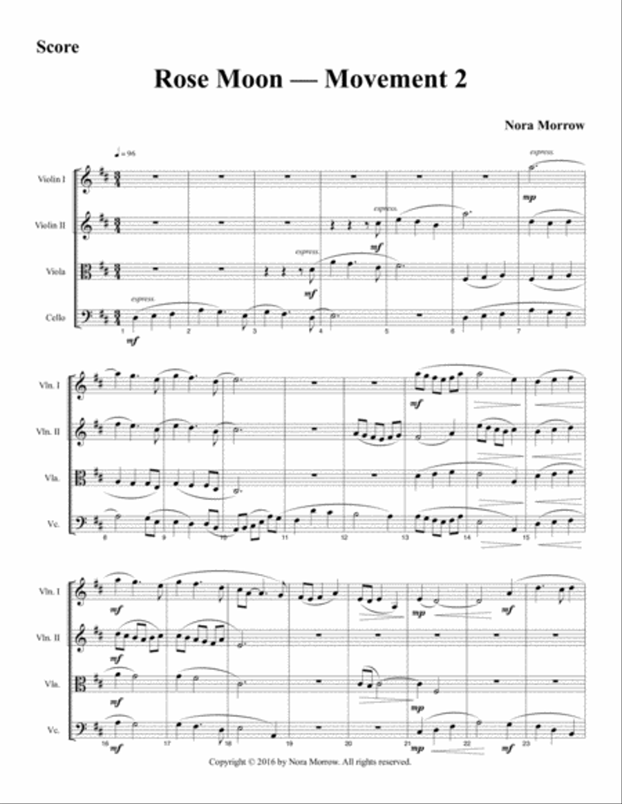 Rose Moon Rose Moon String Quartet scores gallery preview page 6