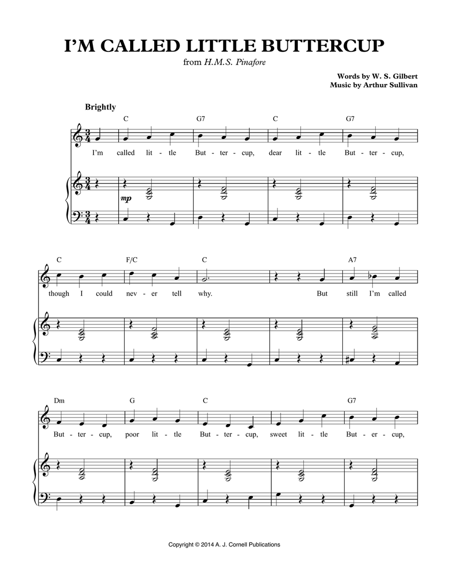 I'm Called Little Buttercup Piano, Vocal scores gallery preview page 1