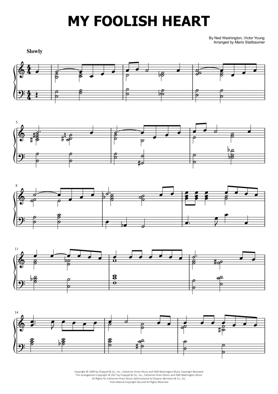 My Foolish Heart Piano Solo scores gallery preview page 1