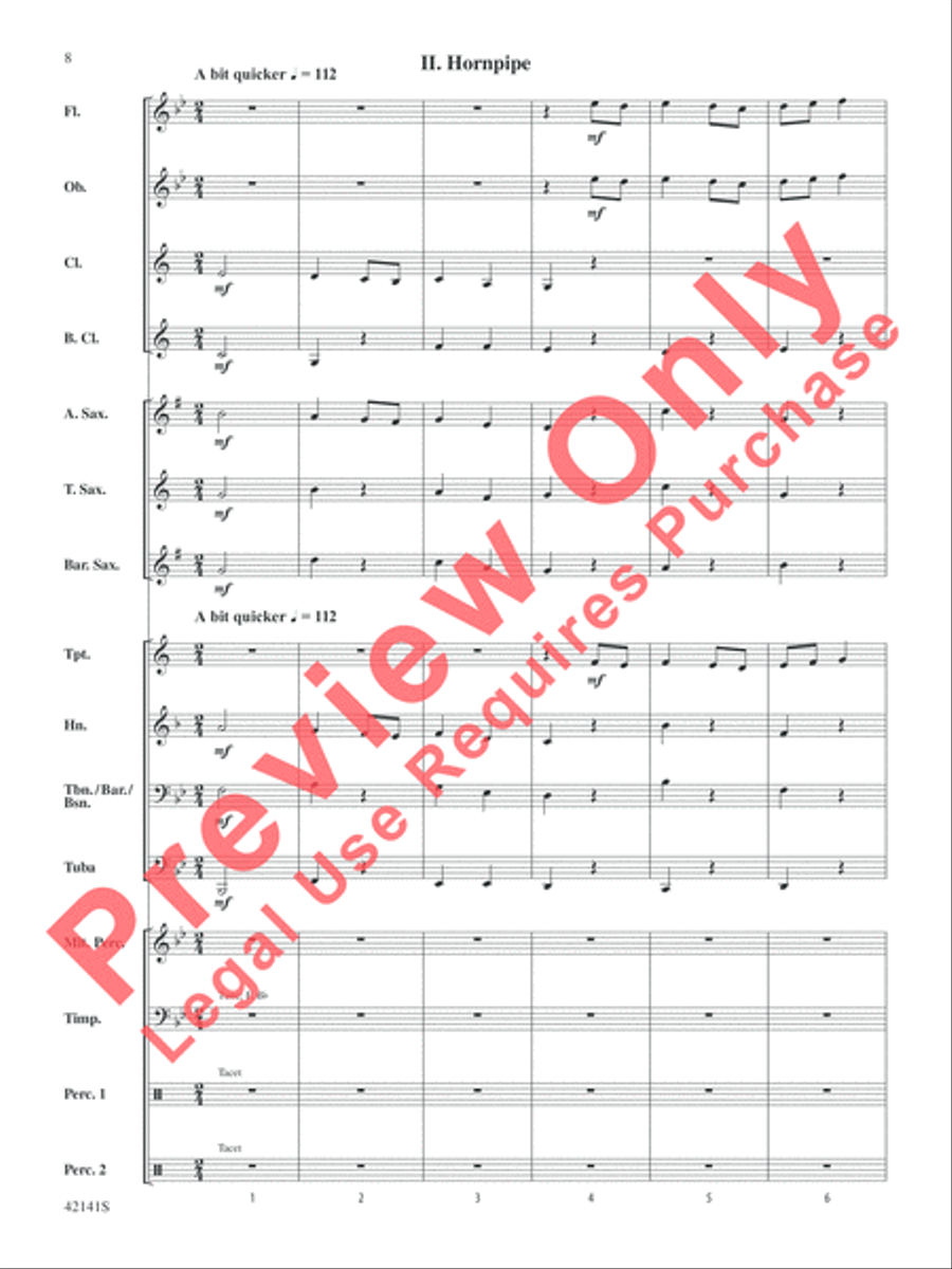Three Movements from Water Music Concert Band scores gallery preview page 8