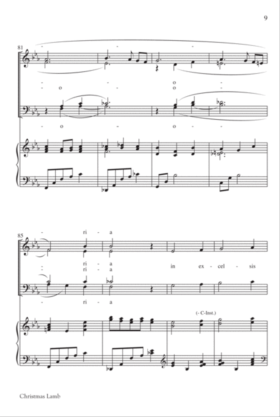 Christmas Lamb - SATB w/opt. C Instrument (included) 4-Part scores gallery preview page 9