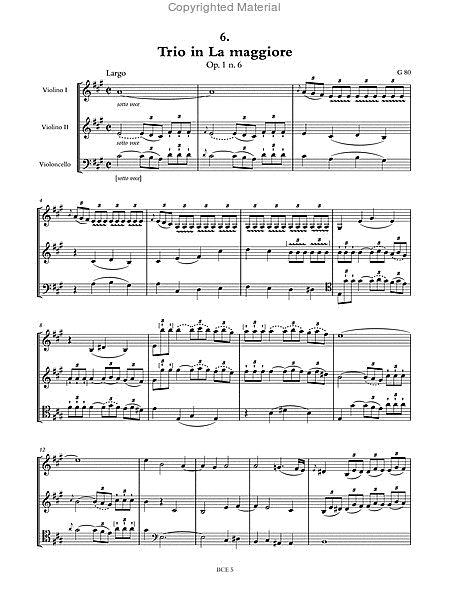6 Trios Op. 1 (G 77-82) for 2 Violins and Violoncello. Critical Edition