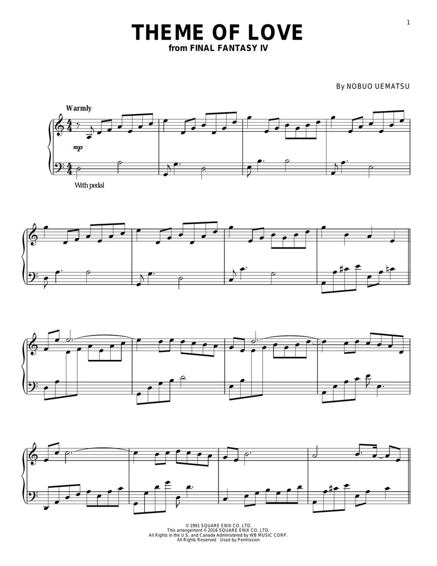 Theme Of Love (from Final Fantasy IV) Piano Solo scores gallery preview page 1