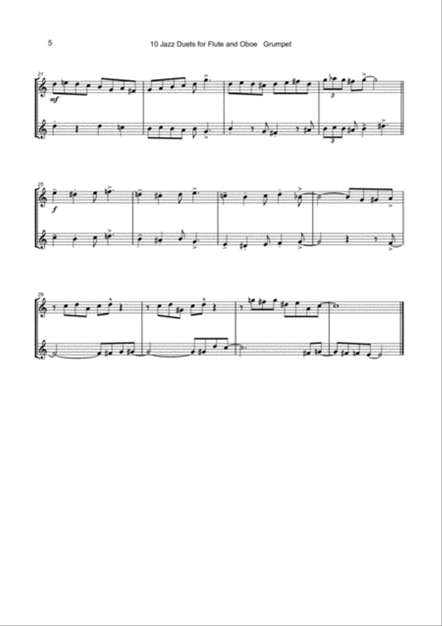 10 Jazz Duets for Flute and Oboe