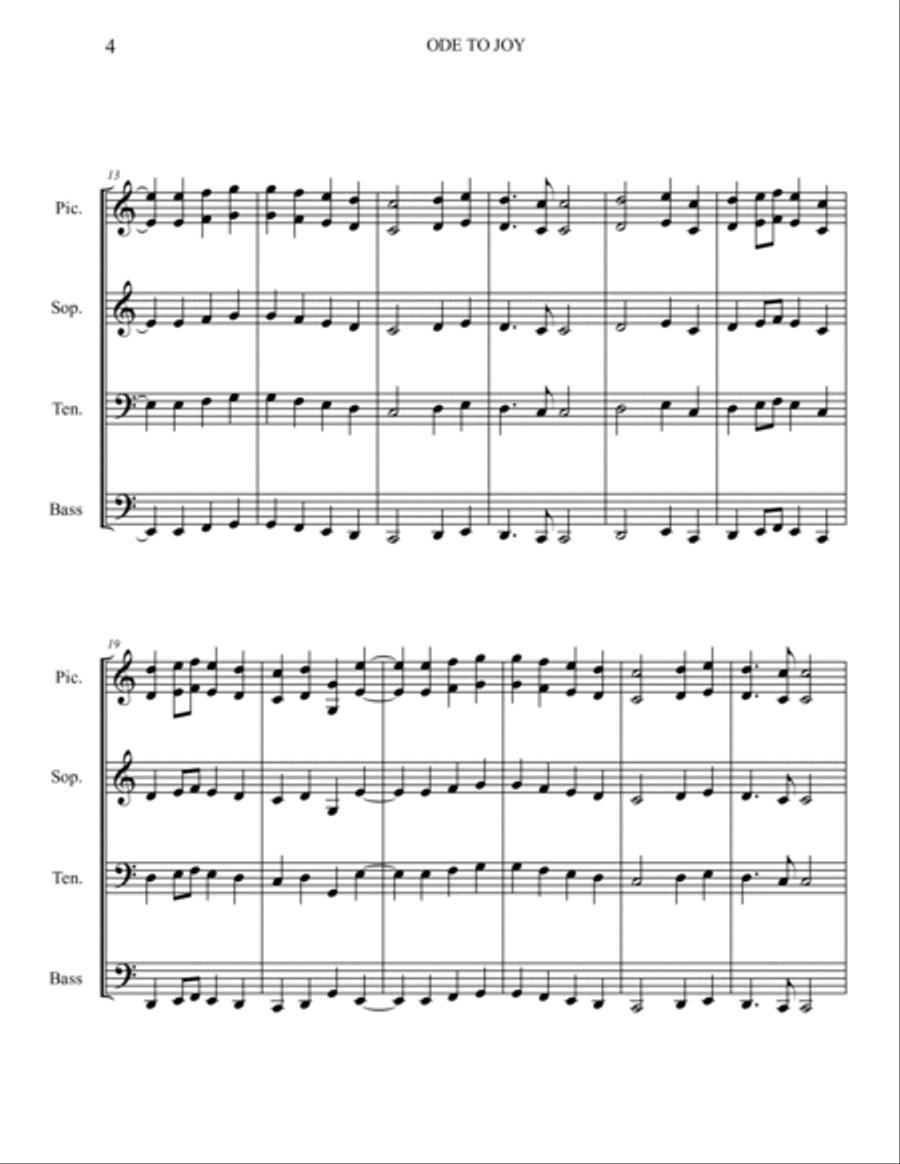 Ode to Joy (from Beethoven's 9th Symphony) for Marimba Band - Score Only Percussion Ensemble scores gallery preview page 4
