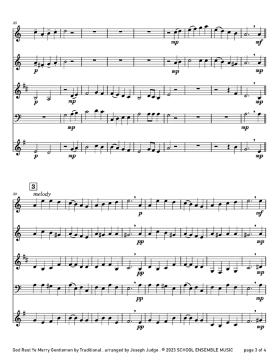 God Rest Ye Merry Gentlemen for Woodwind Quartet in Schools Woodwind Quartet scores gallery preview page 3