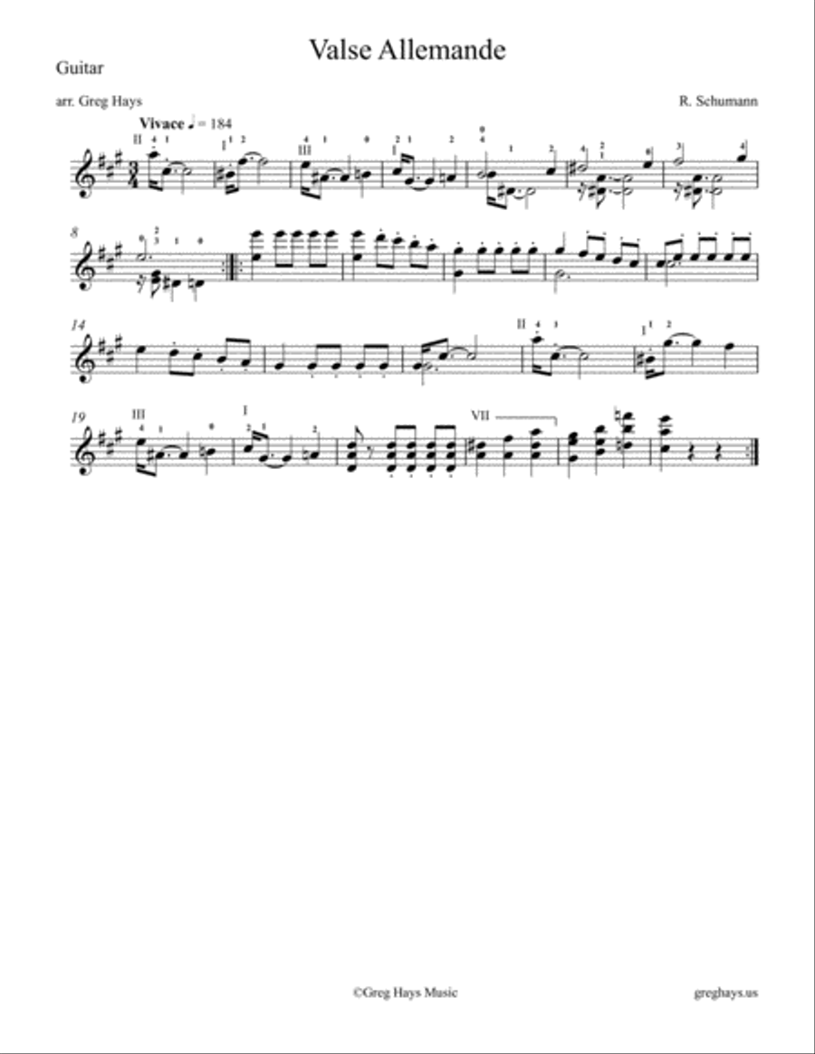 Carnaval, Op.9, No:16, Valse allemande Classical Guitar scores gallery preview page 2