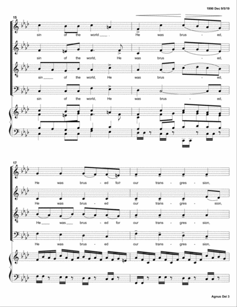Agnus Dei (All Saints Millennium Celebration Mass) 4-Part scores gallery preview page 3
