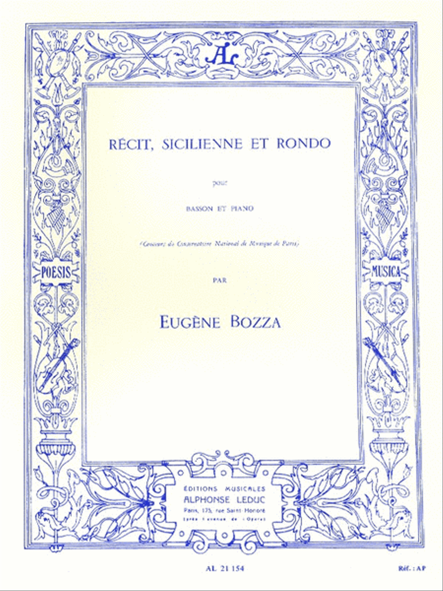 Recit, Sicilienne And Rondo For Bassoon And Piano Bassoon Solo scores gallery preview page 1