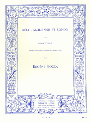 Book cover for Recit, Sicilienne And Rondo For Bassoon And Piano