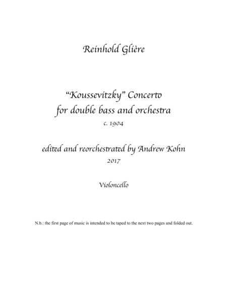 Glière, “Koussevitzky” Bass Concerto, extra violoncello part