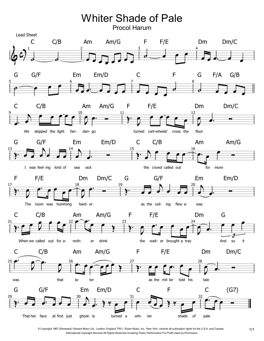 A Whiter Shade Of Pale Piano scores gallery preview page 1