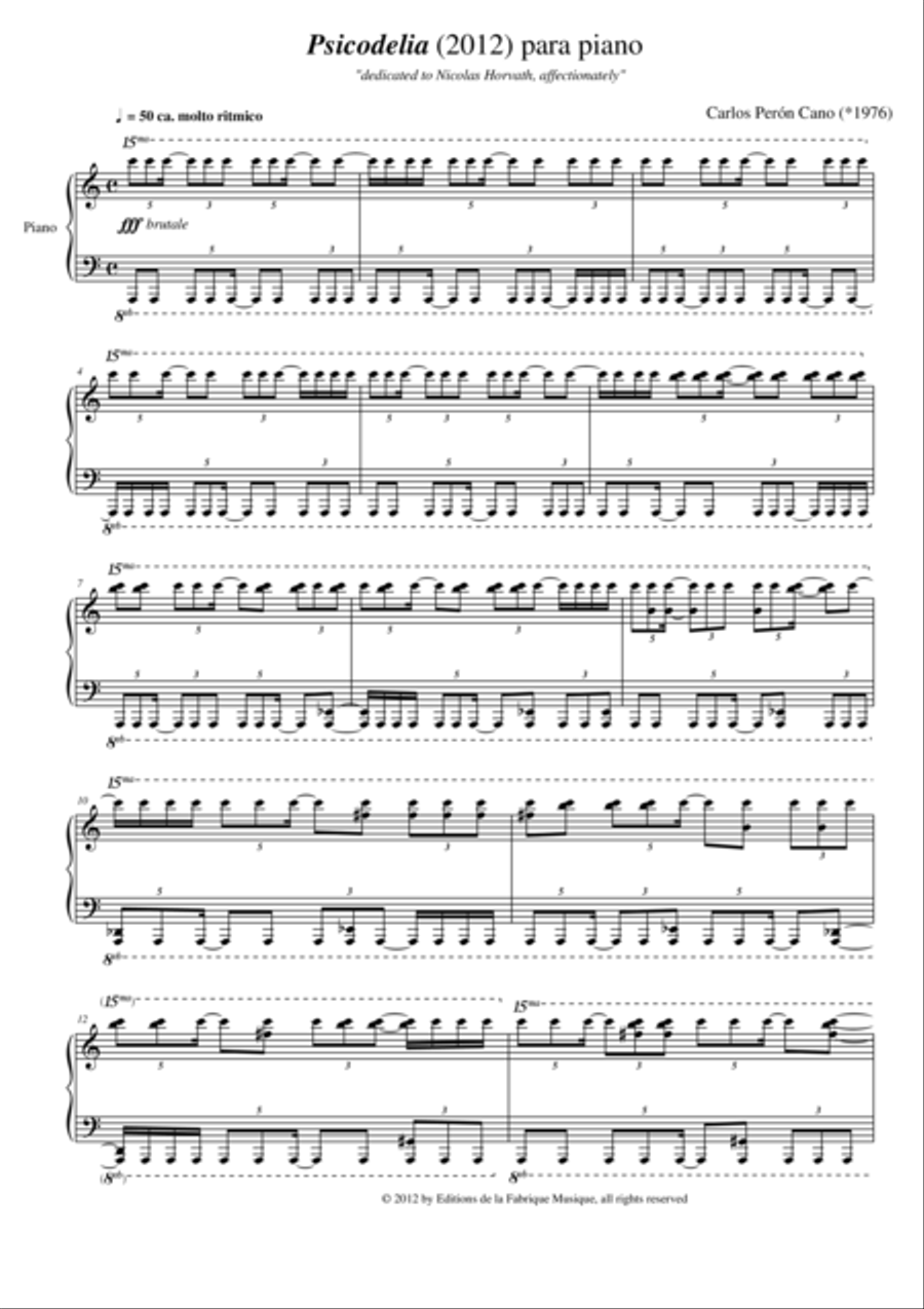 Carlos Perón Cano: Psicodelia for piano Piano Solo scores gallery preview page 2