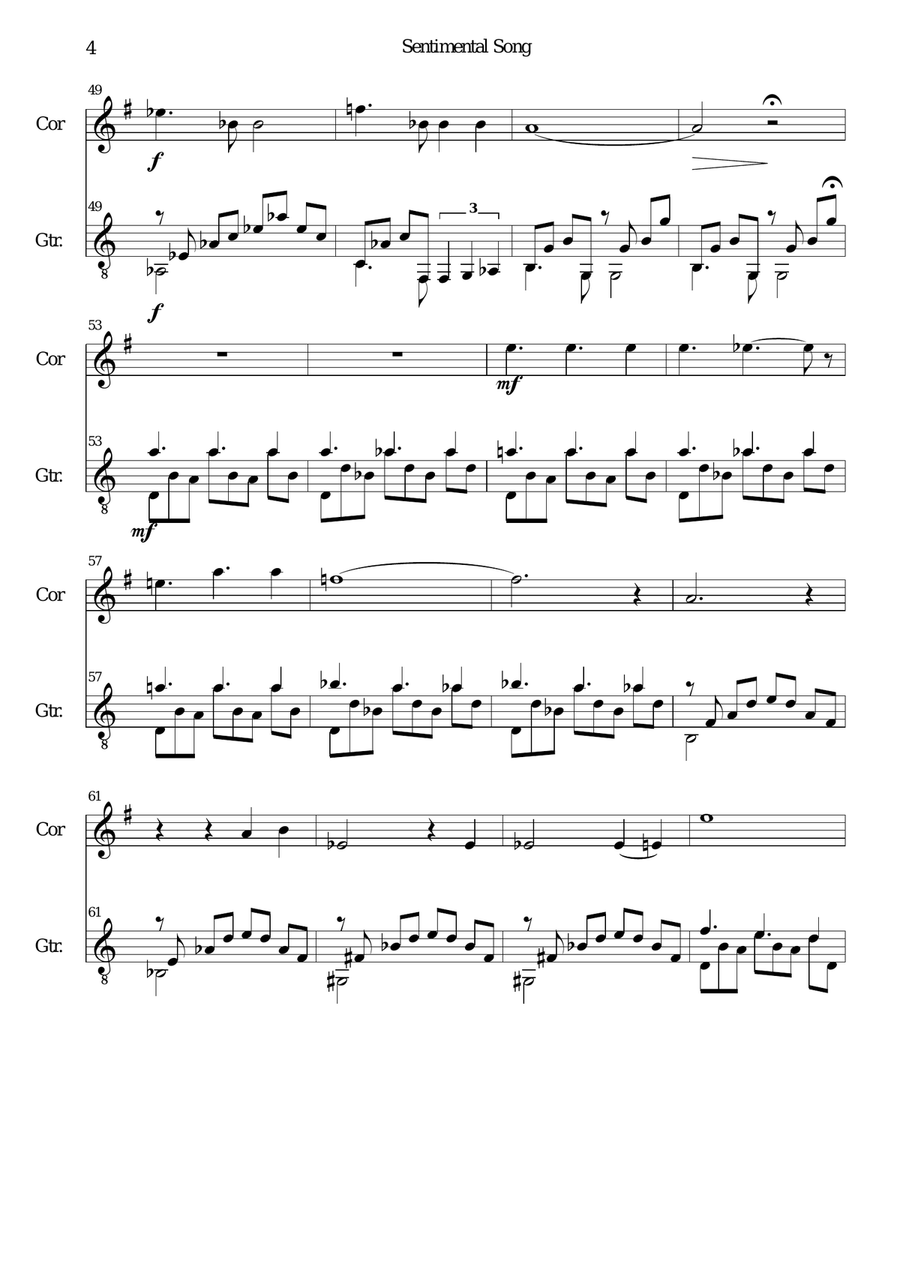 Sentimental Song for cor anglais and guitar English Horn scores gallery preview page 4
