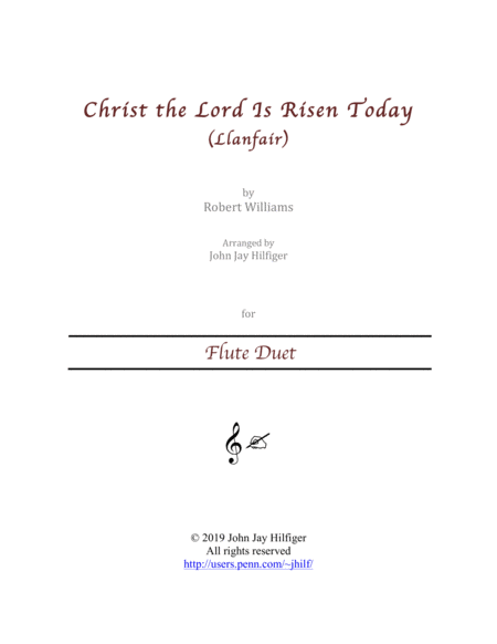 Christ the Lord Is Risen Today for Flute Duet image number null