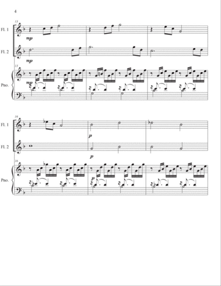 Bach Prelude for Two Flutes & Piano (BWV 846) Flute Duet scores gallery preview page 4