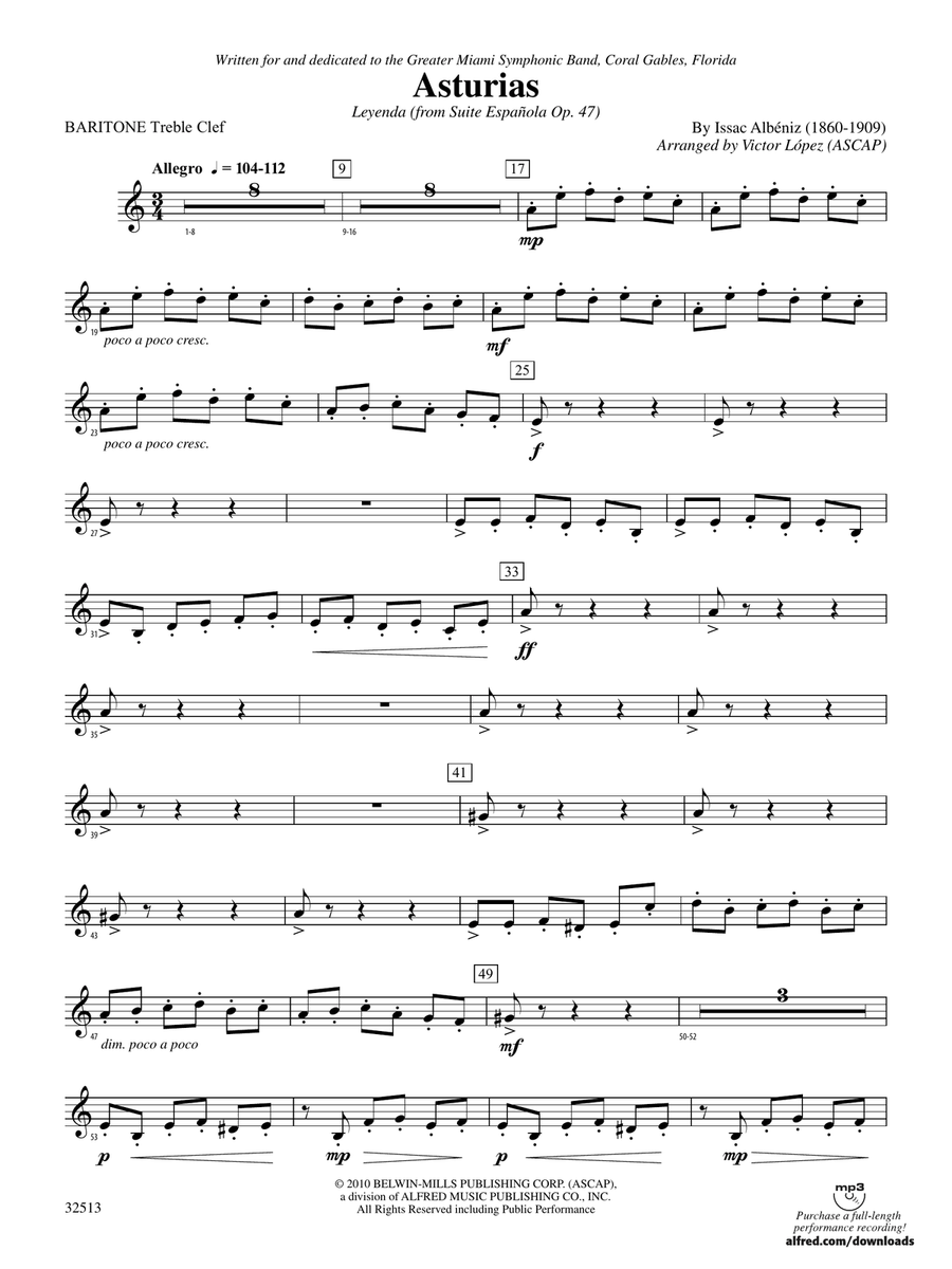 Asturias: (World Part) Baritone T.C.