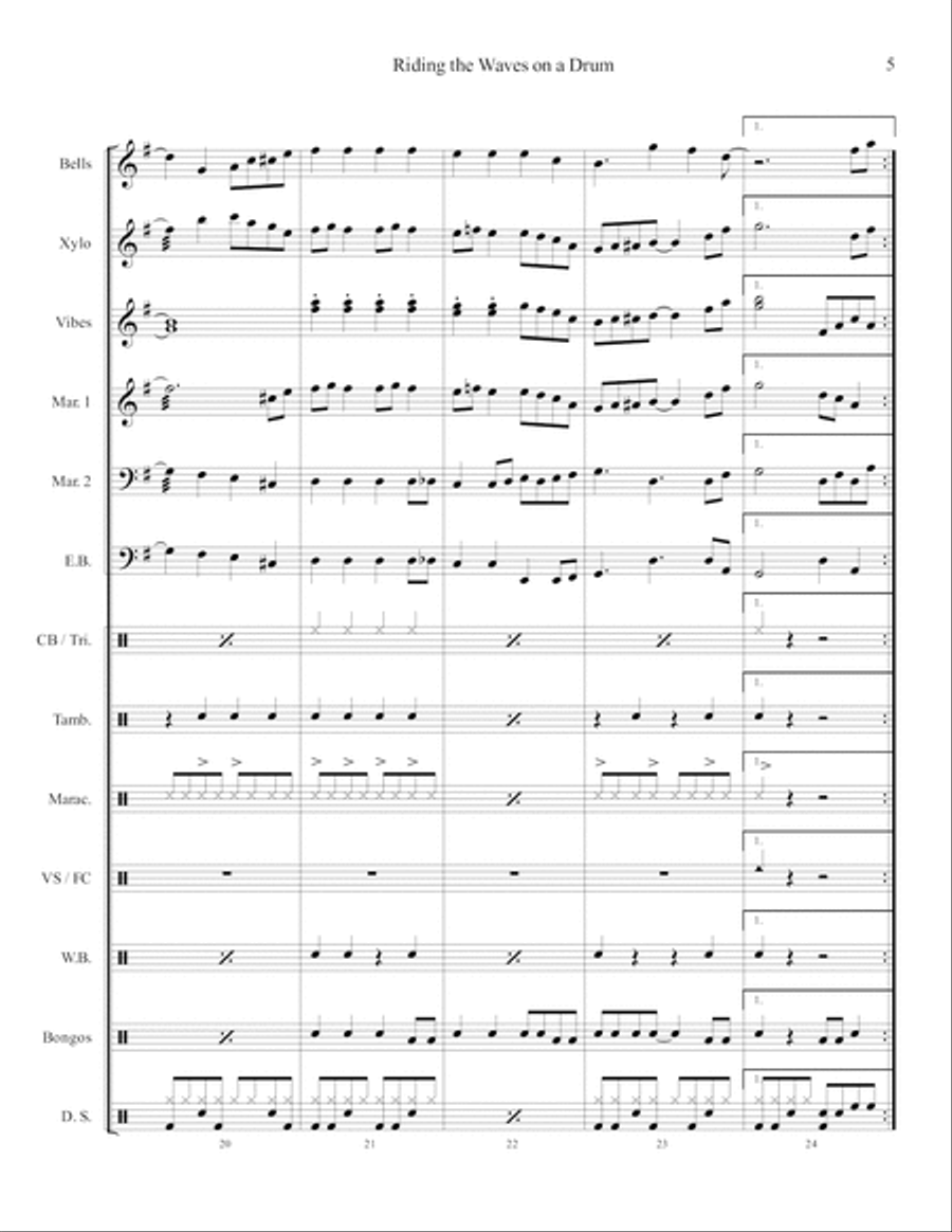 Riding The Waves On A Drum Percussion Ensemble scores gallery preview page 5