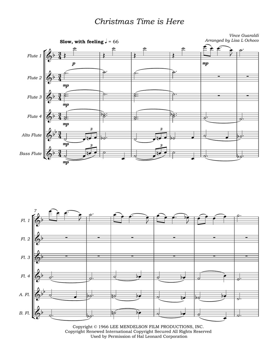 Christmas Time Is Here Flute Choir scores gallery preview page 5