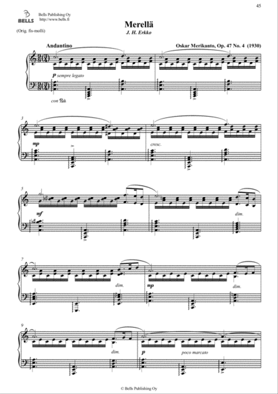 Merella, Op. 47 No. 4 (A minor) Voice Solo scores gallery preview page 1