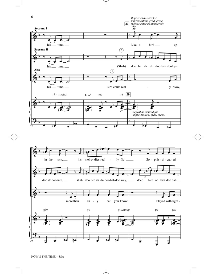 Now's The Time (arr. Kirby Shaw) SSA scores gallery preview page 4
