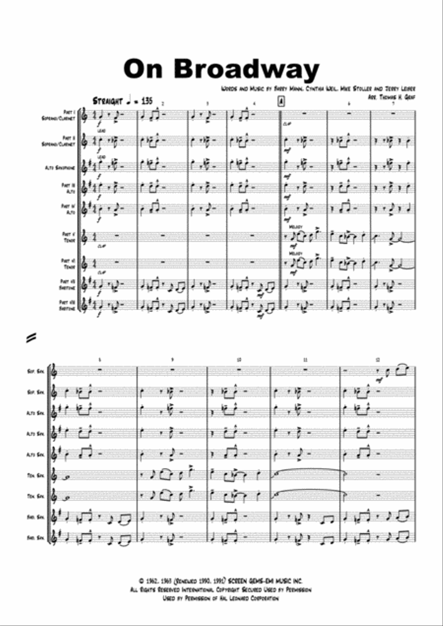 On Broadway Woodwind Ensemble scores gallery preview page 1