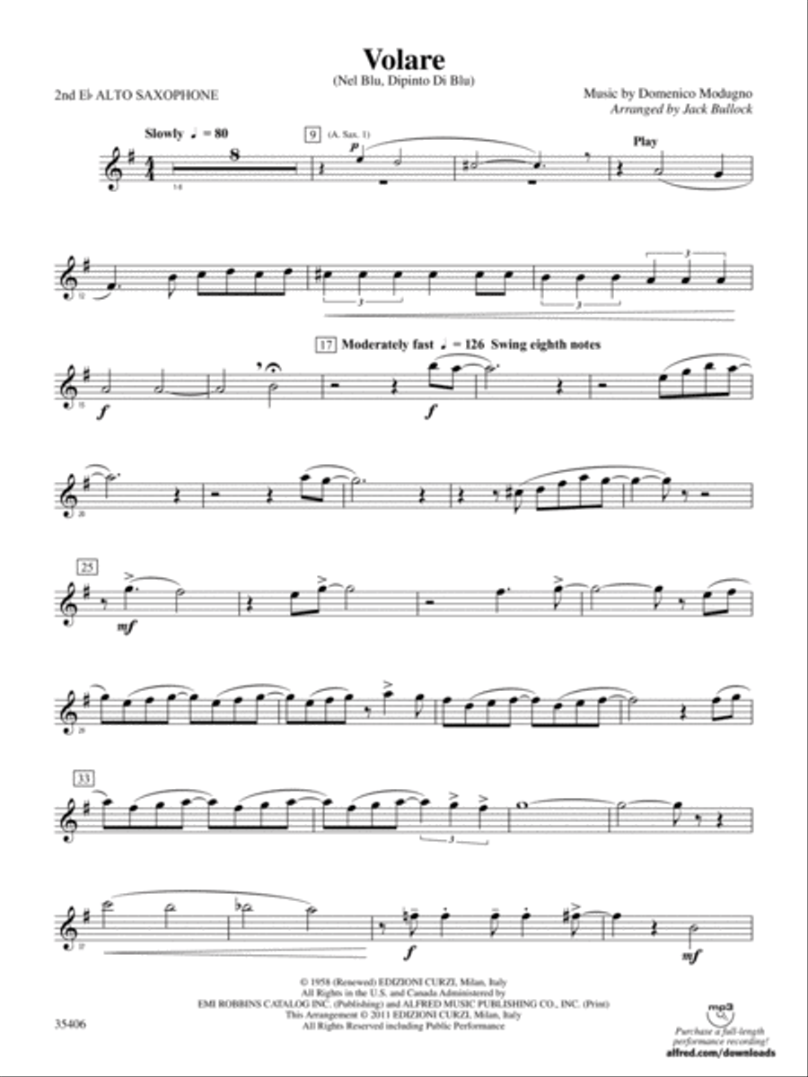 Volare: 2nd E-flat Alto Saxophone Concert Band scores gallery preview page 1