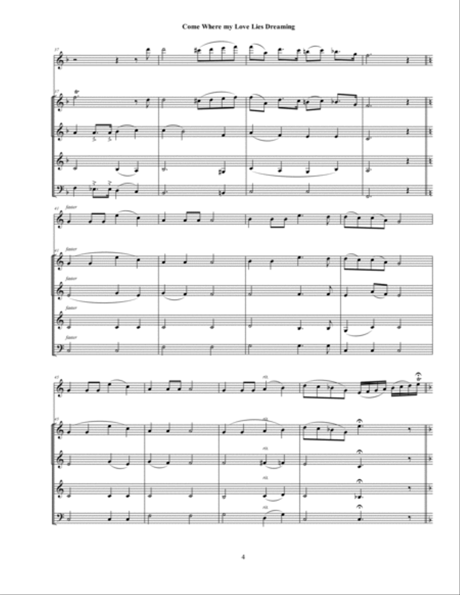 Come Where My Love Lies Dreaming Small Ensemble scores gallery preview page 4