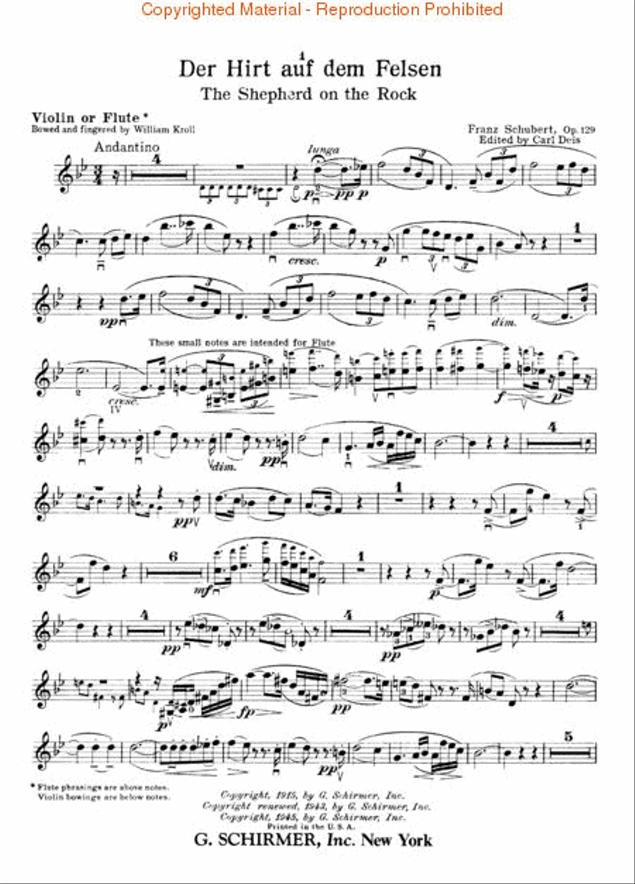 Shepherd on the Rock (der Hirt auf dem Felsen), Op. 129 Flute scores gallery preview page 4