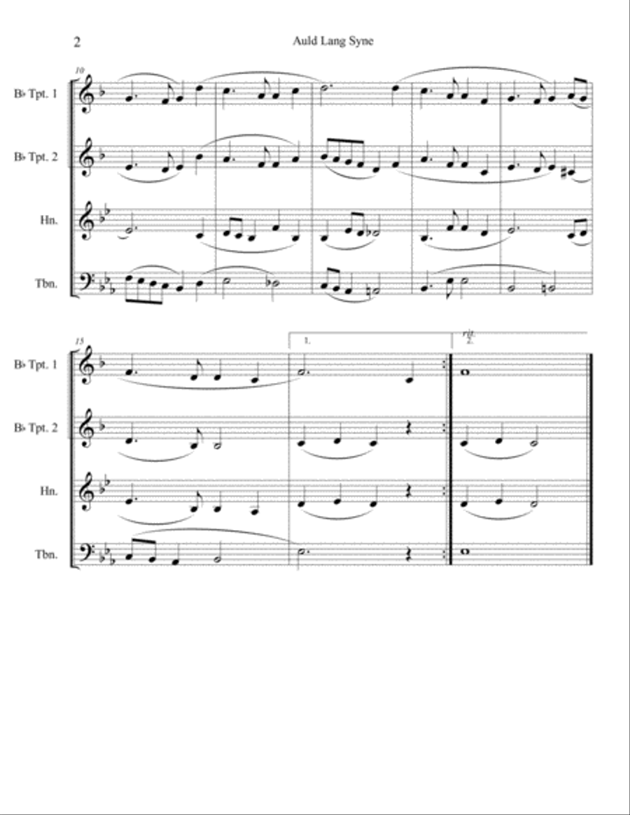 Auld Lang Syne for Brass Quartet Auld Lang Syne for Brass Quartet Brass Quartet scores gallery preview page 2