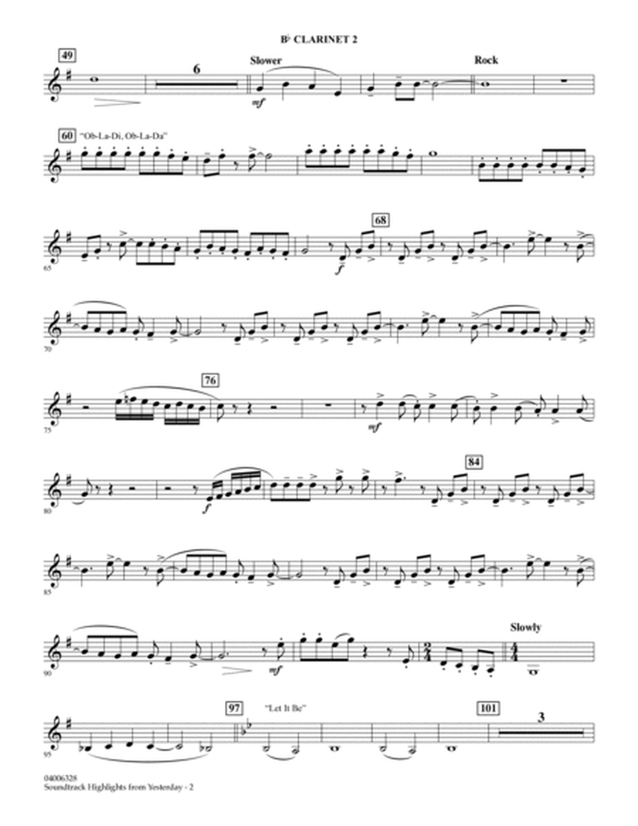 Highlights from Yesterday (Music Of The Beatles) (arr. Michael Brown) - Bb Clarinet 2