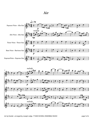 Air by Handel for Saxophone Quartet in Schools