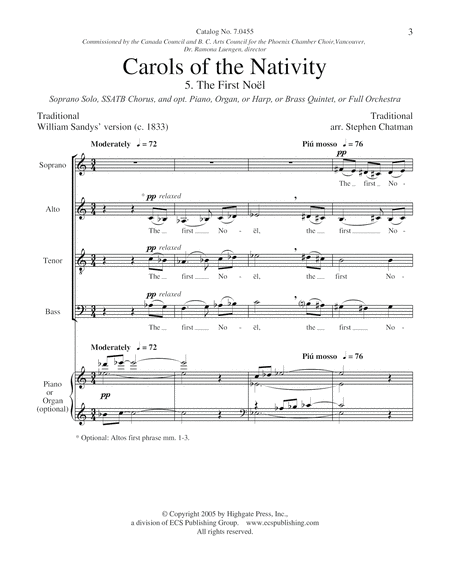 Carols of the Nativity: 5. The First Noel (Choral Score)
