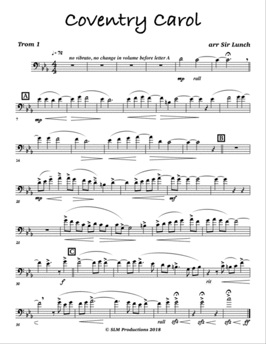 Coventry Carol Coventry Carol Brass Ensemble scores gallery preview page 1