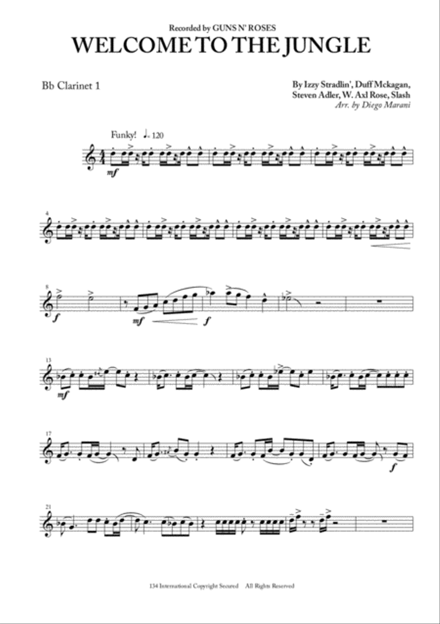Welcome To The Jungle Woodwind Quartet scores gallery preview page 1