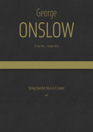 Book cover for Onslow - String Quintet No.6 in E minor, Op.19