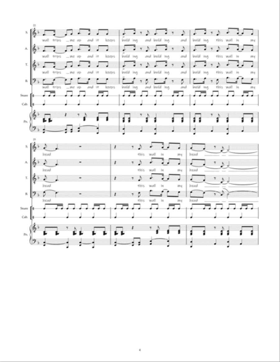 The Wall in my Head 4-Part scores gallery preview page 4