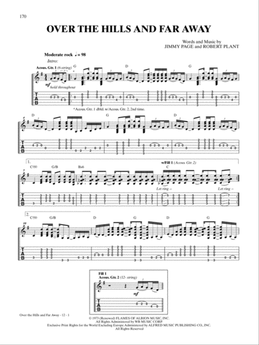 Over the Hills and Far Away Guitar Tablature scores gallery preview page 1